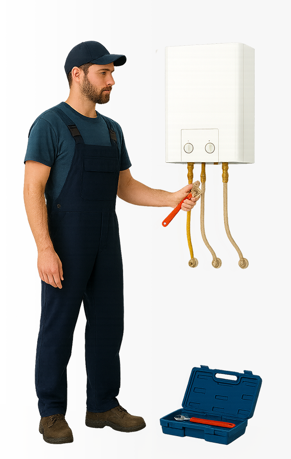 plumber fixing water heater