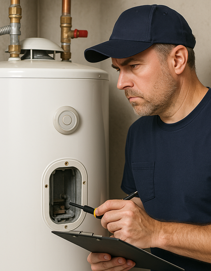 plumber fixing water heater